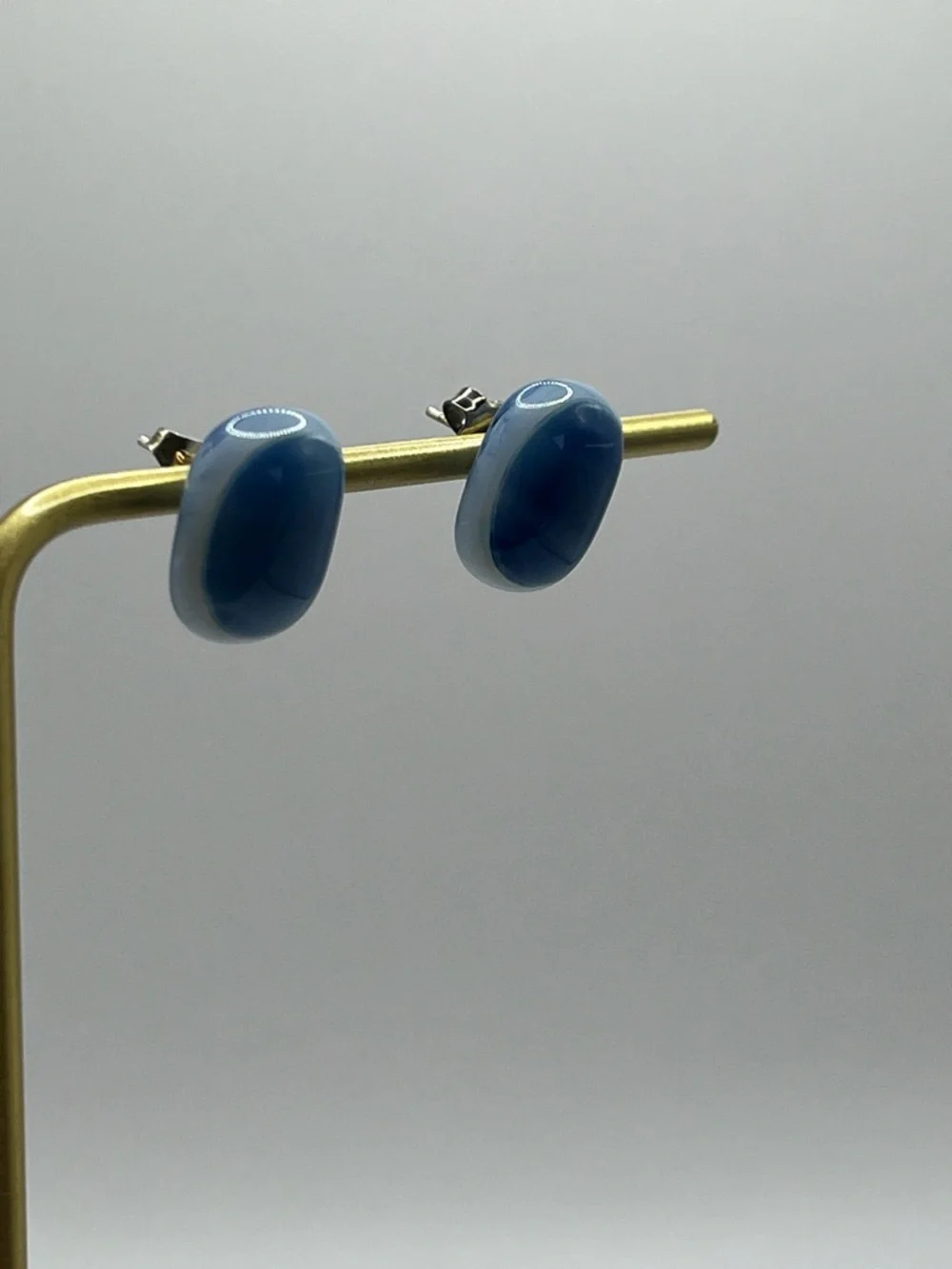 Blue Glass Stud Earrings